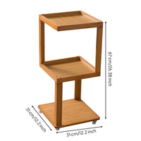 Wooden Side Table with Wheels Mobile Three-Tier Side Table Long-Lasting