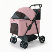 Spacious Pet Stroller with Mesh Panels Secure Dog Cart with Adjustable Handle Portable Wheeled Pet Carrier Foldable for Dogs