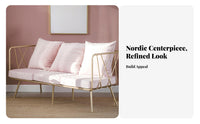 Nordic Design Upholstered Armchair with Metal Frame Instagrammable Accent Seating Modern Design Small Couch Curved Backrest for Interior Designers, Business Owners, Young Adults, Studio, Boutique, Guesthouse, Reception Area