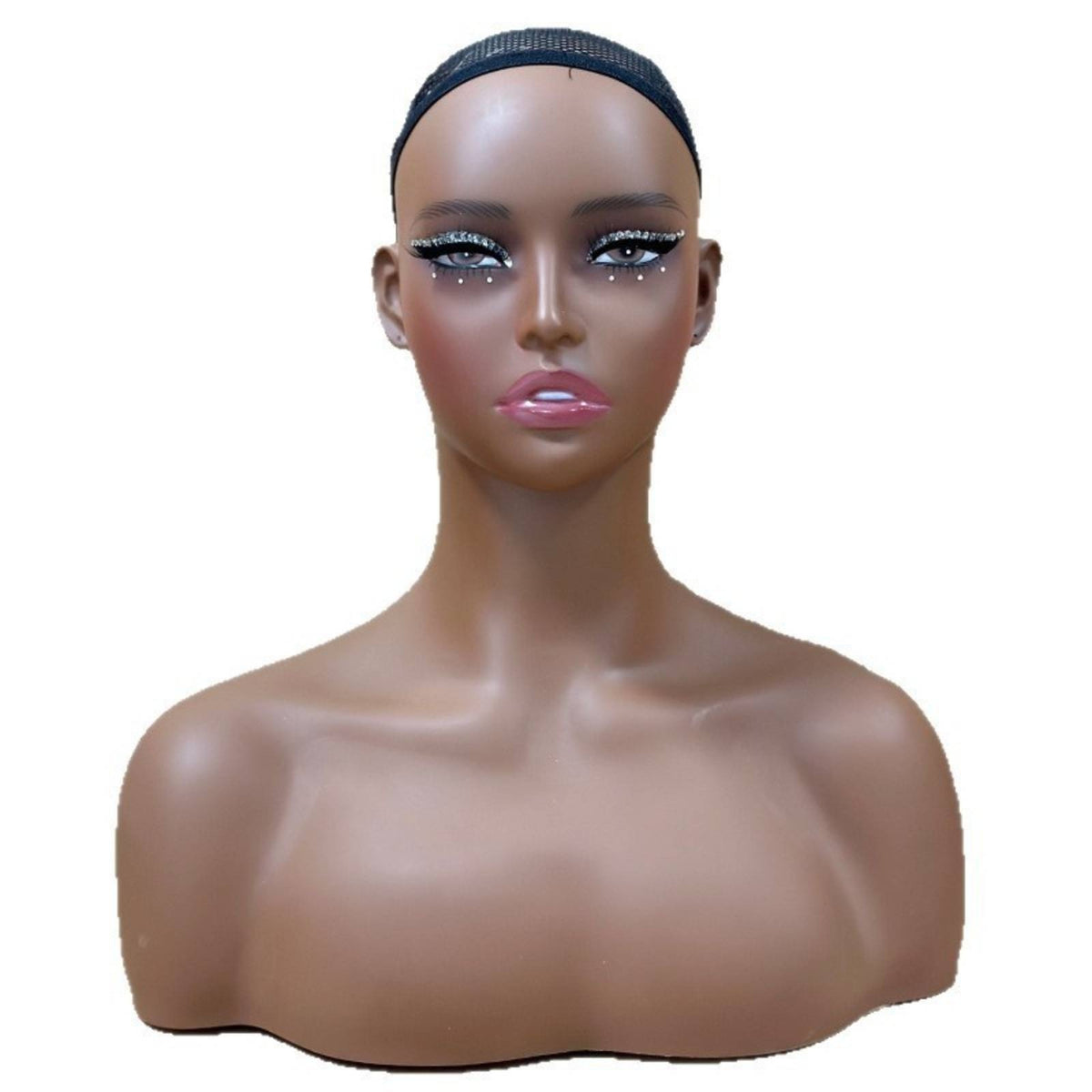 Mannequin Head with Shoulders Smooth Surface Realistic Hairpiece Head Shouldered Display Figure