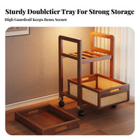 2-Tier Rolling Utility Cart Large Capacity 2-Tier Wheeled Trolley Removable Tray