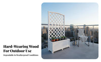 Weather-Resistant Planter Box with Trellis Long-Lasting Structure Planter Box with Climbing Grid Provides Privacy Plant Support Wood Grain Texture for Gardeners, Homeowners, Apartment Dwellers, Balcony, Courtyard, Backyard, Rooftop