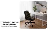 Armless Rolling Computer Chair Adjustable Height Armless Rolling Chair Full-Circle Turn Mechanism Space-Saving for Adults