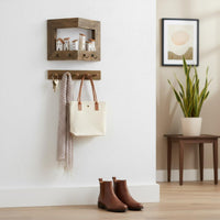 Wooden Key Hanger Rustic Design Wall Mounted Corner Organizer for Entryway