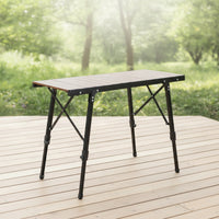 Adjustable Height Table Compact Table with Slatted Tabletop Easy to Set up for Campers, Patio