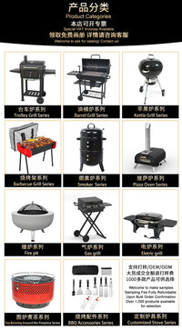 Stainless Steel Outdoor Round Smoker Grill with Three-in-One Portable and Detachable Design