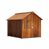Insulated wooden dog house, raised floor