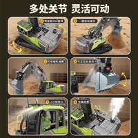 2.4G Remote Control Excavator Toy, Large Alloy 3-in-1 14-Channel Electric RC Digger