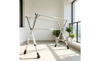 Space-Saving Clothes Drying Rack with Wheels Mobile Folding Laundry Rack with Shoe Shelf Collapsible Foldable Metal Laundry Stand Rust-Resistant for Apartment