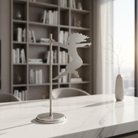 Rotating Metal Woman Sculpture Kinetic Art Lady Statue for Bookshelf, Windowsill