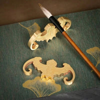 Nocturnal Paperweight Multifunctional Hand-Lettering Brush Rest Decorative Brass Paperweight for Artists, Study