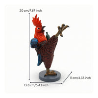 Kung Fu Cockerel Sculpture with Bottle Combat Arts Cockerel Figurine Funny Vivid for Collectors, Living Room, Entryway, Desk, Shelf