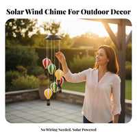 Color Changing Solar Hot Air Balloon Wind Chime Automatic On/deactivate Solar Hot Air Balloon Light Waterproof for Patio, Balcony, Window
