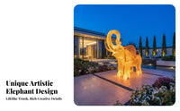 Waterproof Illuminate Ing Elephant Statue Long-Lasting Fiberglass Elephant Bench Non-Fading Light-up Creature Stool Sun-Proof for Children, Park Visitors, Property Owners, Scenic Area, Commercial Plaza, Zoo