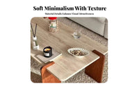 Retro Design Sintered Stone Coffee Table Rounded Corners Travertine Top Coffee Table Long-Lasting and Sturdy Living Room Furniture Scratch-Resistant for Apartment Dwellers, Interior Designers, Homestay, Lounge Area, Office, Bedroom