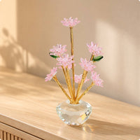 Faceted Crystal Glass Flower Ornament Elegant Crystal Daisy Flower Figurine Decorative Glass Daisy Figurine Sparkling for Office Desk, Vanity, Entry Table, Bookshelf