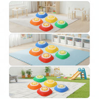 5 Pieces Stepping Stones with Rubber Rims Dome Stepping Stone Stackable Developmental Toy for Young Children, Obstacle Course, Daycare