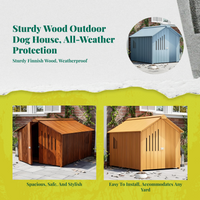 Insulated wooden dog house, raised floor