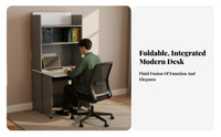 Folding Desk with Shelves Foldable Design Computer Table Multi-Function No Assembly Required for Students, Dorm Room, Bedroom