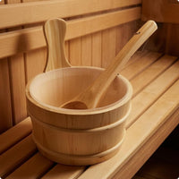 Sauna Water Pail Reinforced Banding Wooden Wood Sauna Set Round