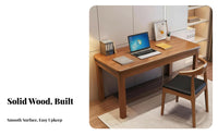 Solid Wood Desk Minimalist Wooden Study Table Modern Computer Workstation Sturdy Writing Desk for Students Adults Suitable for Home Office Bedroom Small Areas