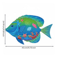 Metal Fish Wall Art Hand-Painted Colorful Fish Wall Decor 3D Appearance Nautical Hanging Decoration for Patio, Washroom