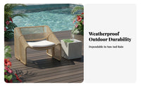3 Pieces Rope Weave Lounge Set Waterproof Outdoor Furniture All-Weather for Families, Homeowners, Sunroom, rearyard