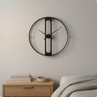 Modern Geometric Metal Timepiece Minimalist Openopenwork Wall Timepiece Black