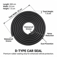 Automotive Rubber Sealing Strip for Cars, Weather Seal Rubber Sealing Strip for Car Trucks, Car Door - Waterproof Groove Large D-type