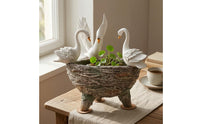 Swan Garden Sculpture Planter Textured Swan-Shaped Planter Hand-Painted Home Decor for Courtyard