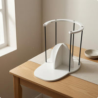 Tabletop Hat Rack Metal Frame Wooden Hat Stand Curved Top Hoop