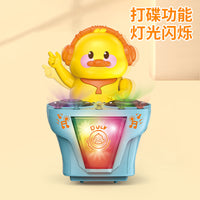 跨境电动儿童玩具音乐灯光DJ万向打碟小鸭唱歌跳舞儿童玩具批发