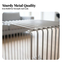 Wavy Metal Stand Minimalist Design Slim highlight Table with Storage for Homeowners