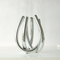 Metal Vase with Six Openings Sculptural Geometric Tabletop Vase Electroplated