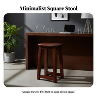 Square Saddle Stool Sturdy Construction Backless Saddle Stool High Load-Bearing Built-in Footrest for Adults, Home Bar, Kitchen