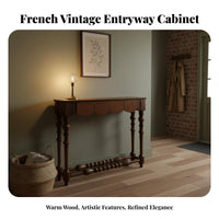 Narrow Sideboard Table with Storage Vintage & Look Narrow Two-Drawer Console Table French Retro Design Adaptable Use