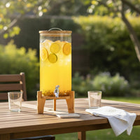 Glass Beverage Dispenser with Spigot Large Capacity Glass Drink Dispenser Guest-Operated-Assistance Beverage Barrel Airtight