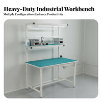 Anti Workbench With Overhead Light Aluminum Frame Work Table High Load-Bearing Assembly Line Table for Technicians, Factory Workers, Research Facility