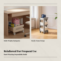 Movable Storage Rack for Backpacks, Multi-Tier Organizer, Rolling Cabinet for Books and Stationery