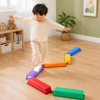 Kids' Balance Beam Set, 6-piece Coordination Toy with 4 Flat and 2 Slanted Planks, Non-slip Balance Beams for Kindergarten and Garden