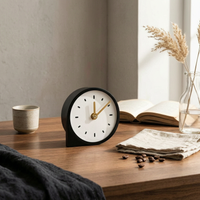 Minimalist Desktop Clock Sparse Markers Analog Desk Clock Symbol-Line Dial Home Decor for Bedside Table, Living Room