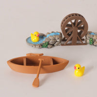 Water Wheel Model Fairy Garden Mini Boat Model Detailed Craftsmanship