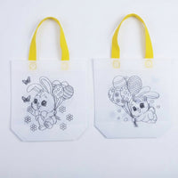Easter Double-Sided Coloring Tote Bag DIY Craft Project - Easter Bunny Non-Woven Graffiti Bag for Preschoolers | Easter Party Favors & Kids' Creativity Development