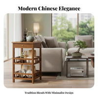 Multi-Tier Tea Shelf Chinese Design Design Multi-Tier Shelving Unit Flat Top Surface Stable Frame for Homeowners, Adults