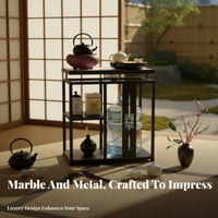 Modern Minimalist Design Mobile Tea Mobile Beverage Station Heat-Resistant Surface Home Furnishing Water Dispenser Compartment Household Furniture Sturdy Construction for Homeowners, Adults, Office Workers, Living Room, Parties, Bedroom, Kitchen