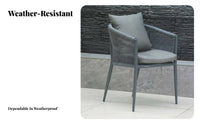 Woven Dining Chair Long-Lasting Construction Woven Dining Chair with Seat Pad Weather-Resistant Strong Load-Bearing