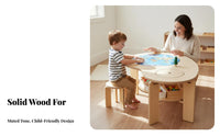 Solid Wood Wooden Building Block Table Educational Peanut Shaped Play Table Ideal Gift Toddler Art and Craft Desk Child-Friendly Design for Toddlers, Preschoolers, Girls, Playroom, Kindergarten, Classroom, Living Room