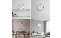 Kitchen Wall Clock Wood-Look Wall Clock with Glass Front Large Numbers