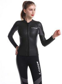 LAGCEN2.55MM保暖加厚长袖游泳衣女分体防晒潜水服水母衣冲浪套装