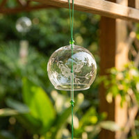 Japanese Furin Wind Chime from Crystal, Handblown & Engraved, 7x8cm, for Gentle Ringing in the Garden